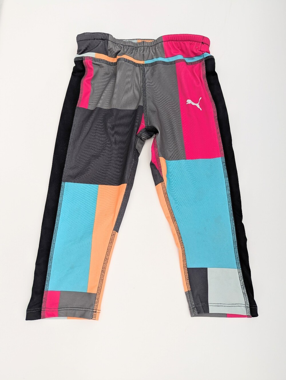 Puma Girls' (Size 6) Colorful  Colorblocked Elastic Waist Capri Leggings